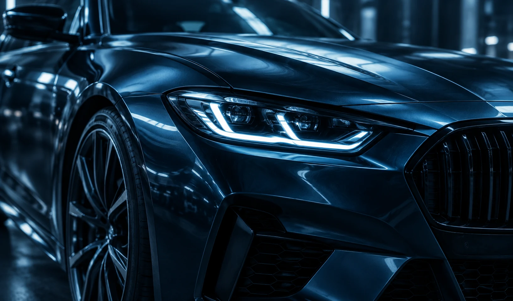 Car in an automotive workshop