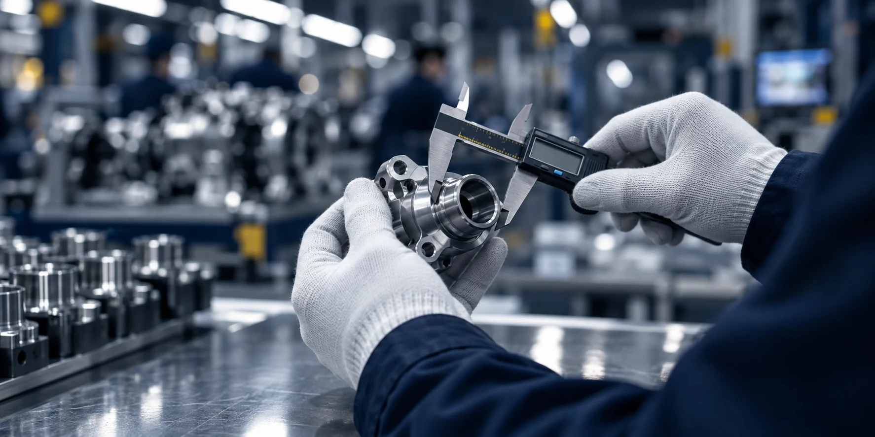 Precision measurement of an automotive part with a caliper